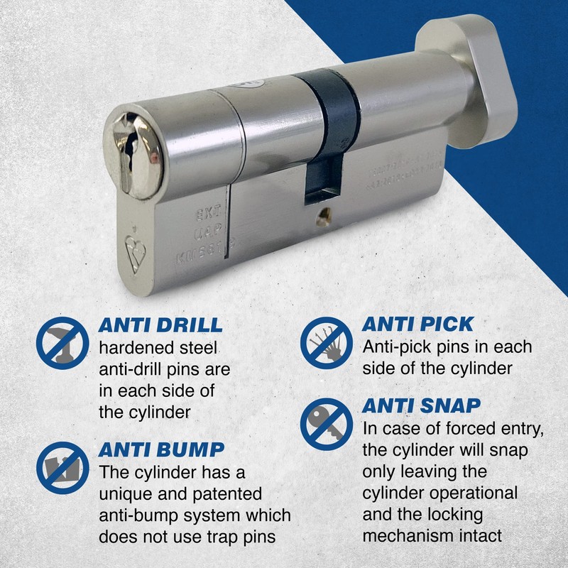 UAP Thumb Turn Euro Cylinder Lock with Anti-Snap & 3