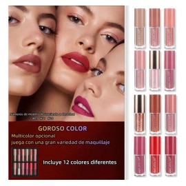 Anglicolor® 12 Colores De Lápiz Labial Rojo Sombras Indeleble Set De Labiales Maquillaje Mate