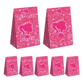 Zliisang 16PCS Pink Princess Party Favor Bags Princess Stickers Pink Goodie Gift Bags for Kids Birthday Party Decorations Gift Supplies