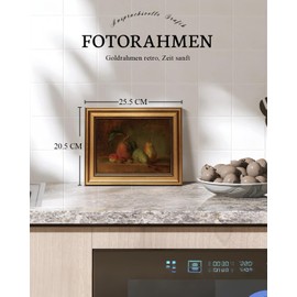 ARPEOTCY Vintage Golden Frame Wall Pictures Living Room Wall Decoration with Fruit Motifs, Canvas Pictures Wall Pictures for Living Room & Bedroom, Cool Bulb 25 L x 20 W cm