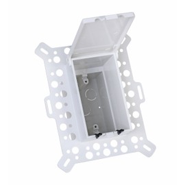 Arlington DBVM1W-1 Low Profile IN BOX Electrical Box with Weatherproof Cover for New Construction Stucco/Textured Surfaces/Rigid Siding, Vertical, 1-Gang, White