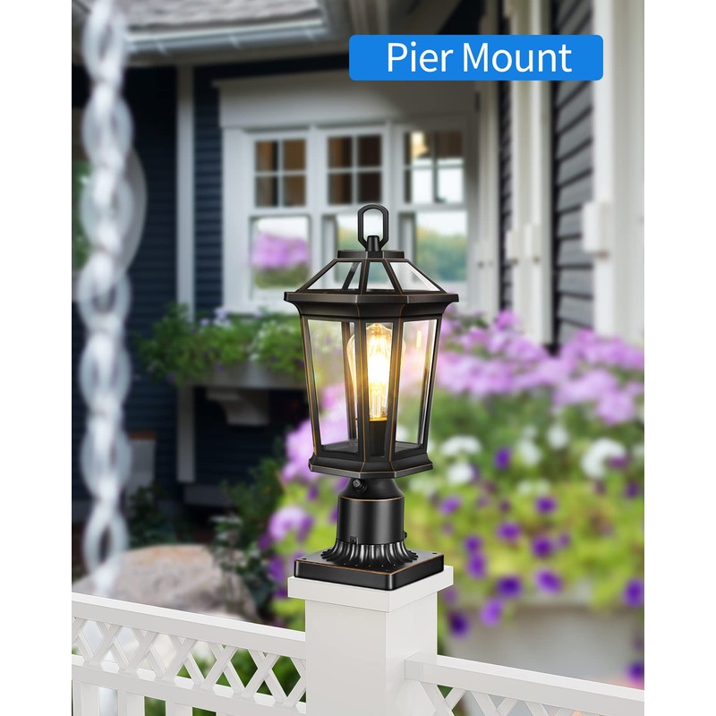 VIANIS Outdoor Post Lights Hardwired 120V, Dusk to Dawn Lamp
