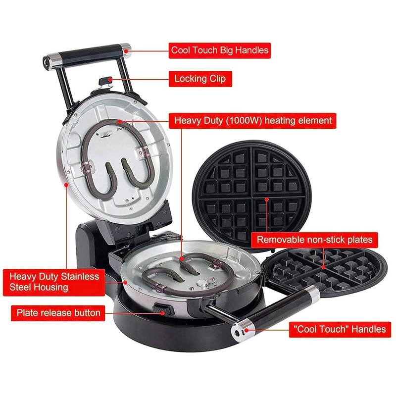 Health and Home 360 Rotating Belgian Multifunction Nonstick Baking Waffle