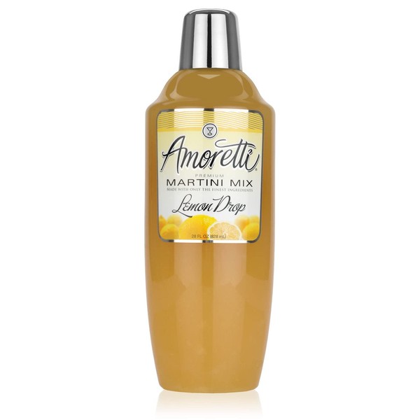 Amoretti - Premium Lemon Drop Martini Mix - 7 Servings Per Bottle (28 oz), Made with Real Fruit, Gluten Free, Vegan, Kosher, Easy to Use