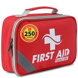 Protect Life First Aid Kit for Home & Business, 250 Pcs - Emergency Medical Kit for Camping & Hiking