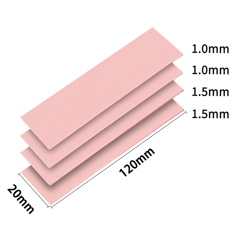 4 Pack 120x20mm 15W Thermal Pads GPU 1mm 1.5mm NVME
