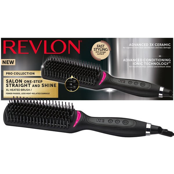 Revlon Pro Collection Salon One Step Straight and Shine Hair Straightening Brush, X-Large