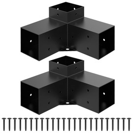 JEXALINE Heavy Alloy Steel Pergola Kit with 3-Way Brackets for 4"x 4" (Actual 3.6" X 3.6") Lumber，DIY Pergola Brackets Suitable for Pergolas，Gardens，and Metal Gazebo Kits - Includes Screws