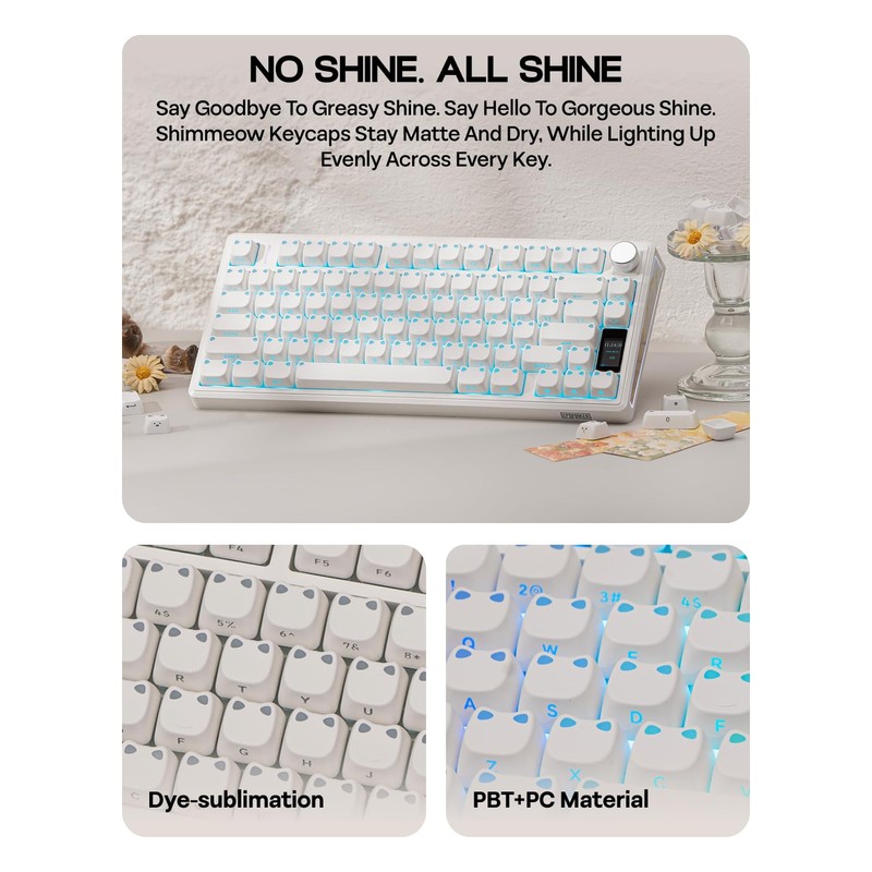 Shimmeow Cute Cat Themed Keycaps Set for MX Mechanical Keyboard
