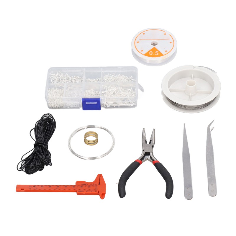 Earring Making Kit with Tweezers Ear Hooks Ear Pins Wax