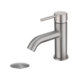 JAKARDA Single Handle Black Bathroom Faucet with Metal Drain Assembly and Escutcheon, Brushed Nickel