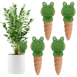 4Pcs Plant Watering Globes, Kalolary Frog Shape Self Watering Spikes Terracotta Drip Water Stakes Irrigation Watering Bulbs for Pot, Indoor, Outdoor, Vacation （Frog A）