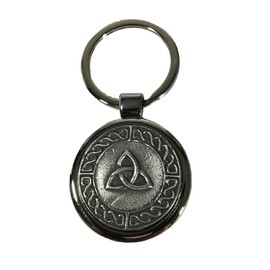 Irish Keychain Stainless Steel & Pewter Trinity Knot Made in Ireland