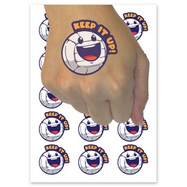 Keep It Up Volleyball Sports Student Teacher Temporary Tattoo Water Resistant Fake Body Art Set Collection - 15 2" Tattoos (1 Sheet)