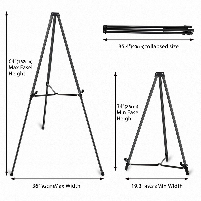 64" Aluminum Telescoping Display Easel, Adjustable Easel Stand for Sign,
