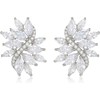 EVER FAITH Mujer Marquesa CZ Elegante Nupcial Boda Floral Hoja