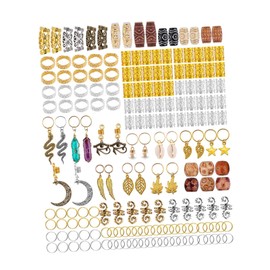 Dickly 184Pcs Dreadlock Hair Accessories for Braids Hair Coil Handemade Hair Rings Hair Pendants