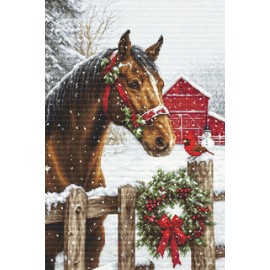 Luca-S Gold Counted Cross Stitch Kit - Holiday Magic B710 Counted Cross Stitch Kit for Adults Needlework and Embroidery Kit