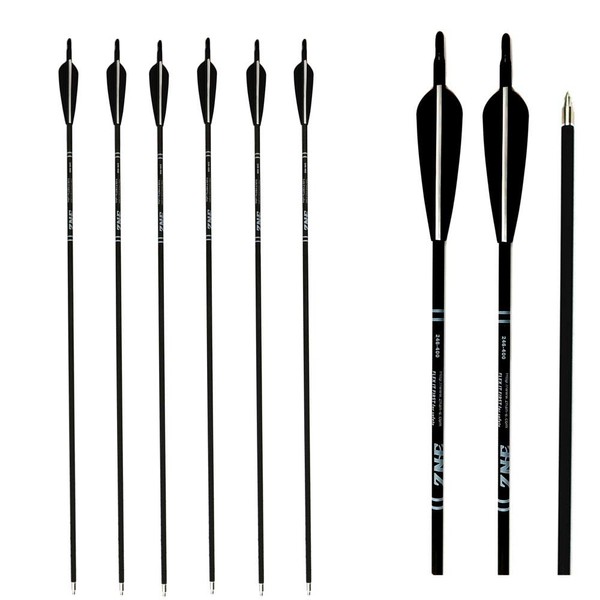 12 Pack Archery Carbon Arrows 350 Spine Shafts with Field Points for Compound and Recurve Bows Target Shooting Hunting(29 Inch)