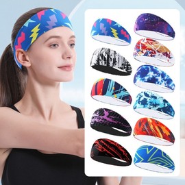 Summer Colorful Sports Headband for Women: Sweat-Absorbing, Non-Slip Head Scarf Free Size/Colorful 11 5ea