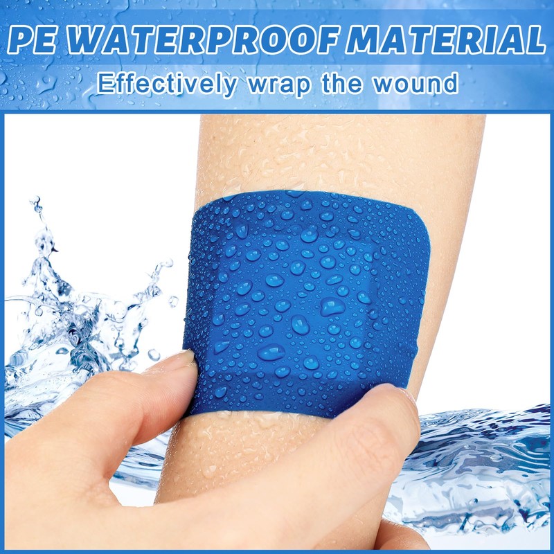 Geiserailie 120 Pcs Food Service Blue Detectable Bandage Woven Fingertip