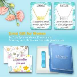 LAOYOU Angel Number Necklace For Women Men, 2pcs Pack 888 Necklace Gold Silver Hypoallergenic Non Tarnish Small Dainty Choker Long Chain Layered Pendant Stainless Steel Angle Numbers Jewelry