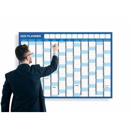 A1 Wall Planner 2025 Wall Calendar Large Jan To Dec Yearly Planner Full Year Planning Chart Academic Annual Poster For Student Family Home School Office Work Study 84.1x59.4cm(Folded)(1Pc)(Blue)