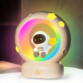 NiujunDK LED Colorful Night Lamp, Space Theme with Astronaut and Star Moon Design, Suitable for Bedside, Office, Children's and Adult Rooms, Birthday Party, Festival Gifts