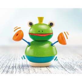 Selecta 62041 Stapelfrosch Pepito, Stapelspielzeug aus Holz, 10 cm