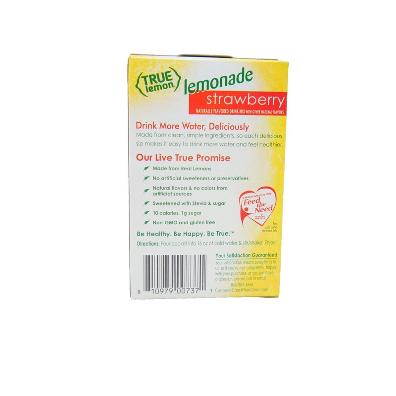 True Lemon Strawberry Lemonade, Water Tea Enhancer Powdered Drink Mix,