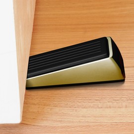 Architectural Hardware - Heavy Duty Zinc Door Stopper with Rubber Anti Scuff Grips - Metal & Rubber Wedge Door Stoppers for Bottom of Door - Modern Door Stops - Doorstop Jam Door Wedge