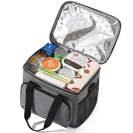 Funroute Cool Bag 15 L, Lunch Bag, Portable Lunch Bag, Office Lunch Bag, Insulated Lunch Bag, Leak-Proof Thermal Bag, Insulated Bag, Breakfast Bag, Men/Women for Work, School, Travel (Grey)