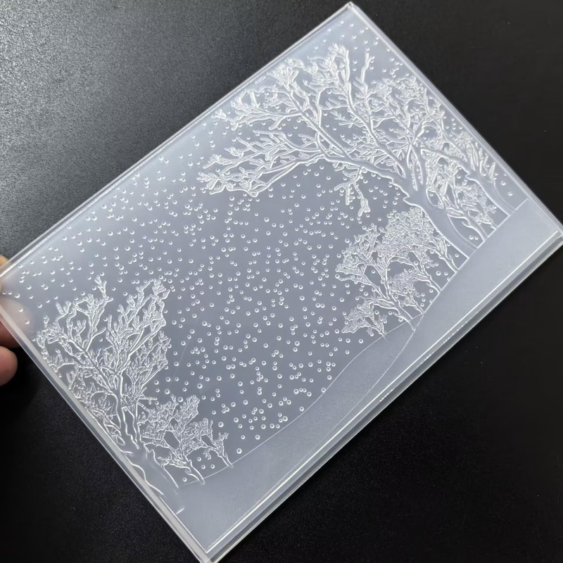 WooYangFun 3D Merry Christmas Snow Forest Embossing Folder for Card