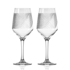 Rolf Glass Bourbon Street White Wine Glass | Set of 2 Stemmed Glasses | 10.75oz Lead-Free Tumblers | Diamond-Wheel Engraved and Polished | Classically Modern Designs | Made in the USA