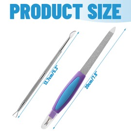 Lange Nagelfeile aus Stahl, Doppelseitiges Instrument für eingewachsene Zehennägel, Dicke und Pilzartige Nägel, Naturnagelpflege, Ultimatives Maniküre-Werkzeug mit Doppelkopf-Nagelhautschieber