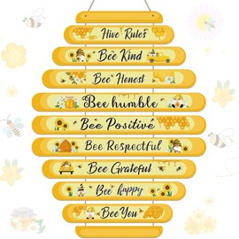 Wasise Bee Decorations - Spring Daisy Wooden Wall Decor, Bee Honey Home Office Decor, Kitchen Signs Wall Decorations, Yellow Sunflower Gifts for Kitchen, Creative Decorative Sign Accessories