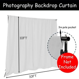 King Mills 10x10 ft White Backdrop Curtain for Photography, Also Serving as Background for Golf Simulators for Home, Streaming Backdrop, Podcast Background, Zoom Backdrop.