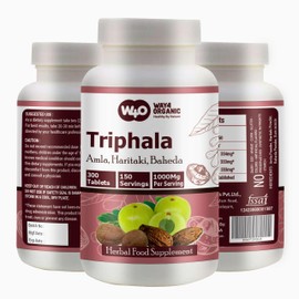 WAY 4 ORGANIC W4O Triphala Tablets, 300 Pills, 5 Month Supply - Herbal Supplement with Amla, Haritaki & Baheda – Supports Digestive Health (Pack of 1)