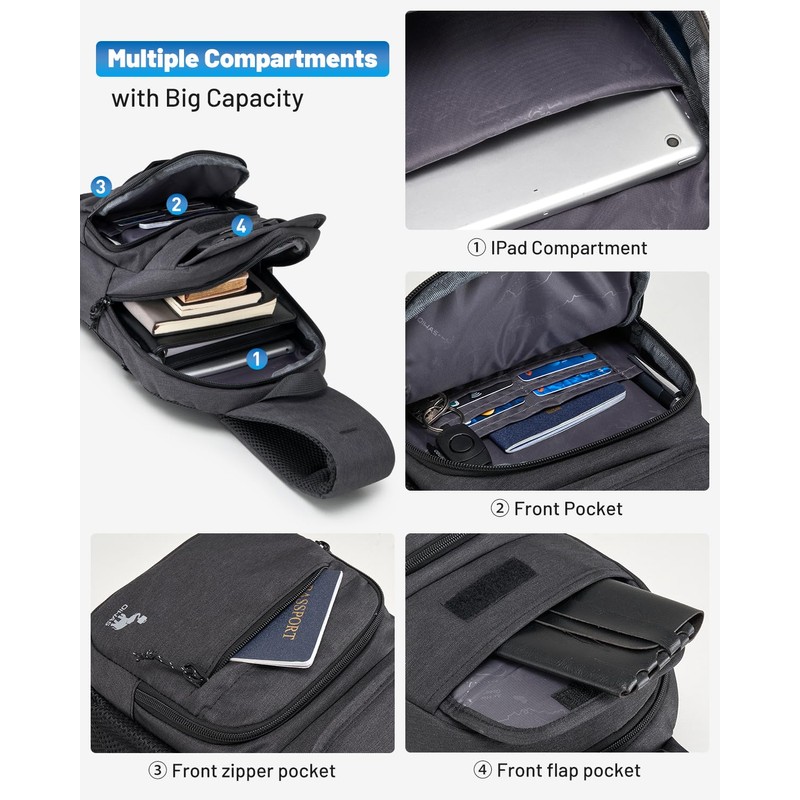 OIWAS Sling Bag for Men Women, Crossbody Bag Sling Backpack