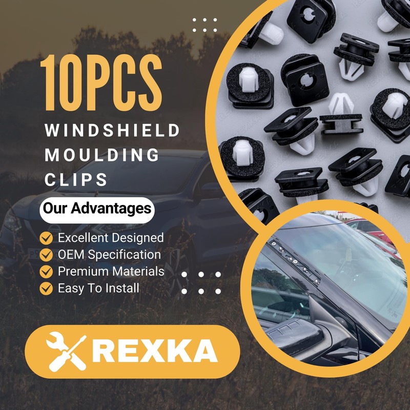 Rexka 10pcs A Pillar Trim Hardware Windshield Moulding Retaining Clips
