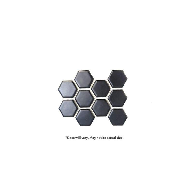 Splash Cascade 1" Hexagon Mosaic Tile (Black, Sample)