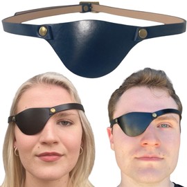 Extraordinary Commissary Black Leather Eye Patch for Adults - Adjustable Medical Eye Patches for Left and Right Eyes
