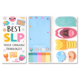 Xqumoi Speech Language Pathologist Sticky Notes Set - SLP Appreciation Self-Stick Note Pads Speech Therapy Writing Memo Pad Page Marker Bookmarker School Office Supplies Thanksgiving Christmas Gift