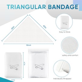 Saillong 50 Pieces Triangular Bandage with 2 Safety Pins Large Triangle Bandage Bulk Triangular Cravat Bandage Non Woven Cotton Splint Bandage, 40'' x 40'' x 56'', White