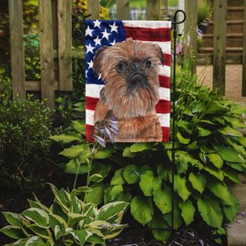 Caroline's Treasures SC9516GF Brussels Griffon with American Flag Garden Flag Mailbox Flag Decorative Yard Flag Banner Outside Patio Artwork Yard Flower Beds, Garden Size, Multicolor