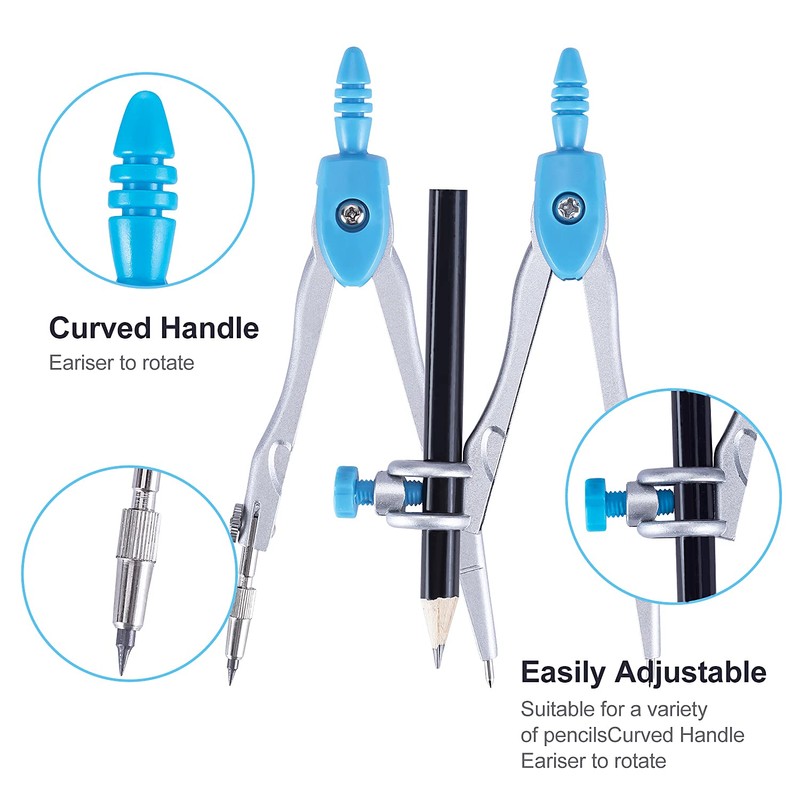 Math Geometry Kit Set 10 Pieces with Shatterproof Storage Box,