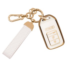 Rislobx Key Fob Cover Fit for Accord Civic HR-V CR-V, Smart Car Key Case Shell Protector (4 Buttons White)