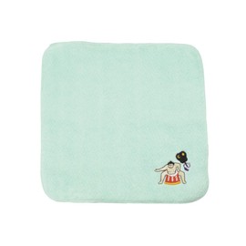 Imabari Sumo Towel Handkerchief, Mint Green, 8.7 x 8.7 inches (220 x 220 mm), Embroidered Towel, Made in Japan