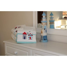 SHL - White 100% Cotton Beach Hut Embroidered Towel 550 Gsm (Hand Towel)