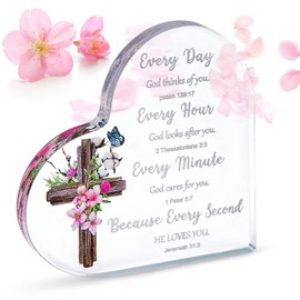 Christliches Geschenk für Frauen, Herzförmiges Acryl Plakette Dekoration, Dekorative Ornamente, Geburtstag Personalisiert, Inspirierende Geschenke für Frauen Geburtstagsgeschenk Muttertagsgeschenke